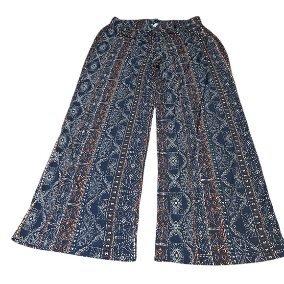 Kelly by Clinton Kelly Navy Blue Patterned Women's pull on Pants - Picture 3 of 5